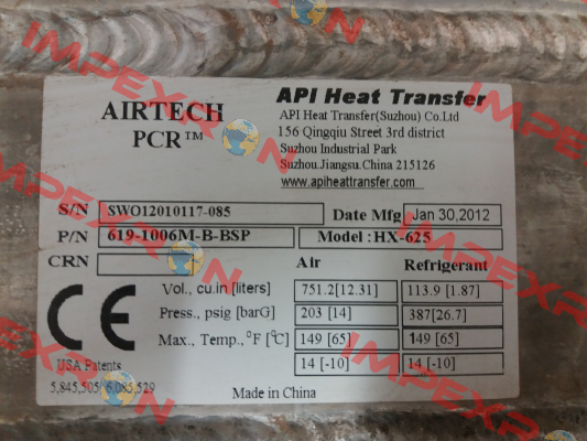 619-1006M-B-BSP OEM API Airtech