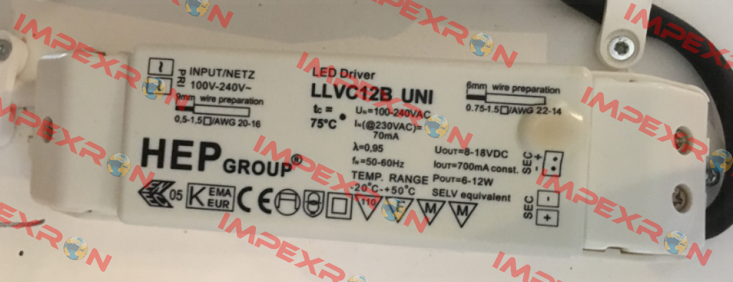 LLVC12B UNI obsolete, alternative LMC15W700-Z  and LMC20-700  Hep group-FN LIGHT