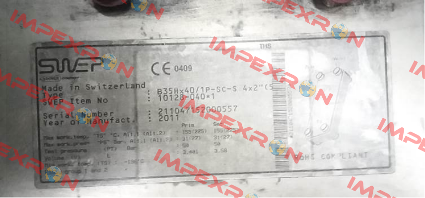 B35TH0x40/1P-SC-S 4x2"(54) / 16196-040 Swep