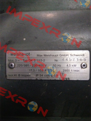 Type: DK 3/115-2  4452165 Weishaupt