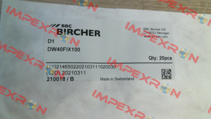 210018 / DW40FIX100 Bircher
