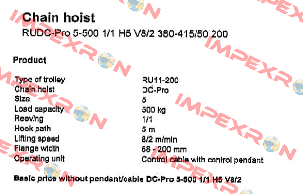 RUDC-Pro 5-500 1/1 H5 V8/2 380-415/50 200  Demag